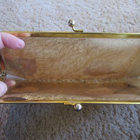 Vintage Plastic Gold Leaf Clutch - Picture 4 of 4